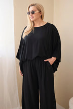 Komplet damski wiskozowy plus size z szerokimi spodniami Tenera