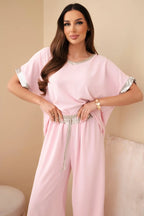 Komplet damski wiskozowy ze złotym obszyciem Topaze