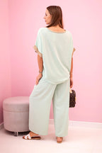 damskie piżama z wiskozy w kolorze ciemnego pudru z złotym obszyciem