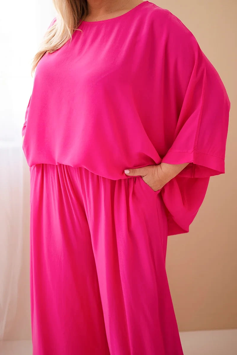 Komplet damski wiskozowy plus size z szerokimi spodniami Tenera